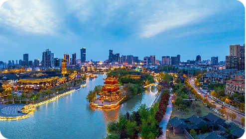 江苏淮安城市水岸景观与现代建筑